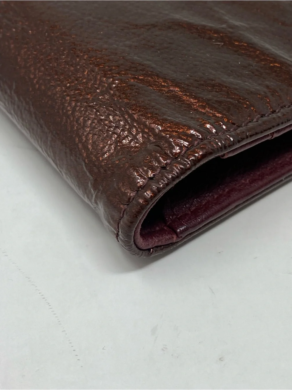 Chanel Wallet Long CC Enamel Bronze Patent Leather
